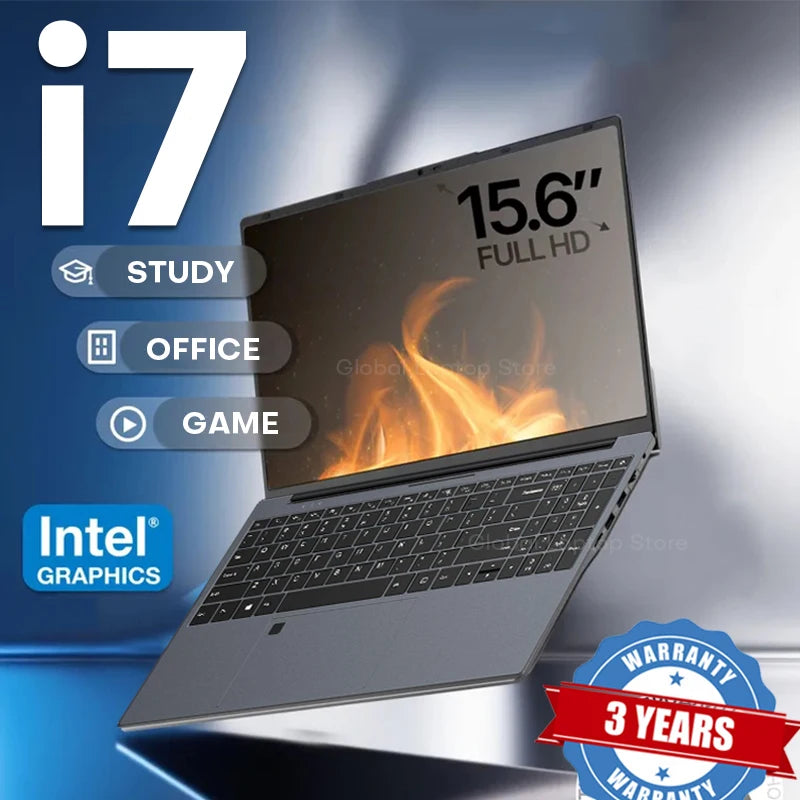 15,6 pouces Intel Core I7 6500U Ordinateur portable Windows 11 Pro 16 Go DDR4 512 Go 1 To SSD Portable PC Gamer Ordinateurs portables de jeu