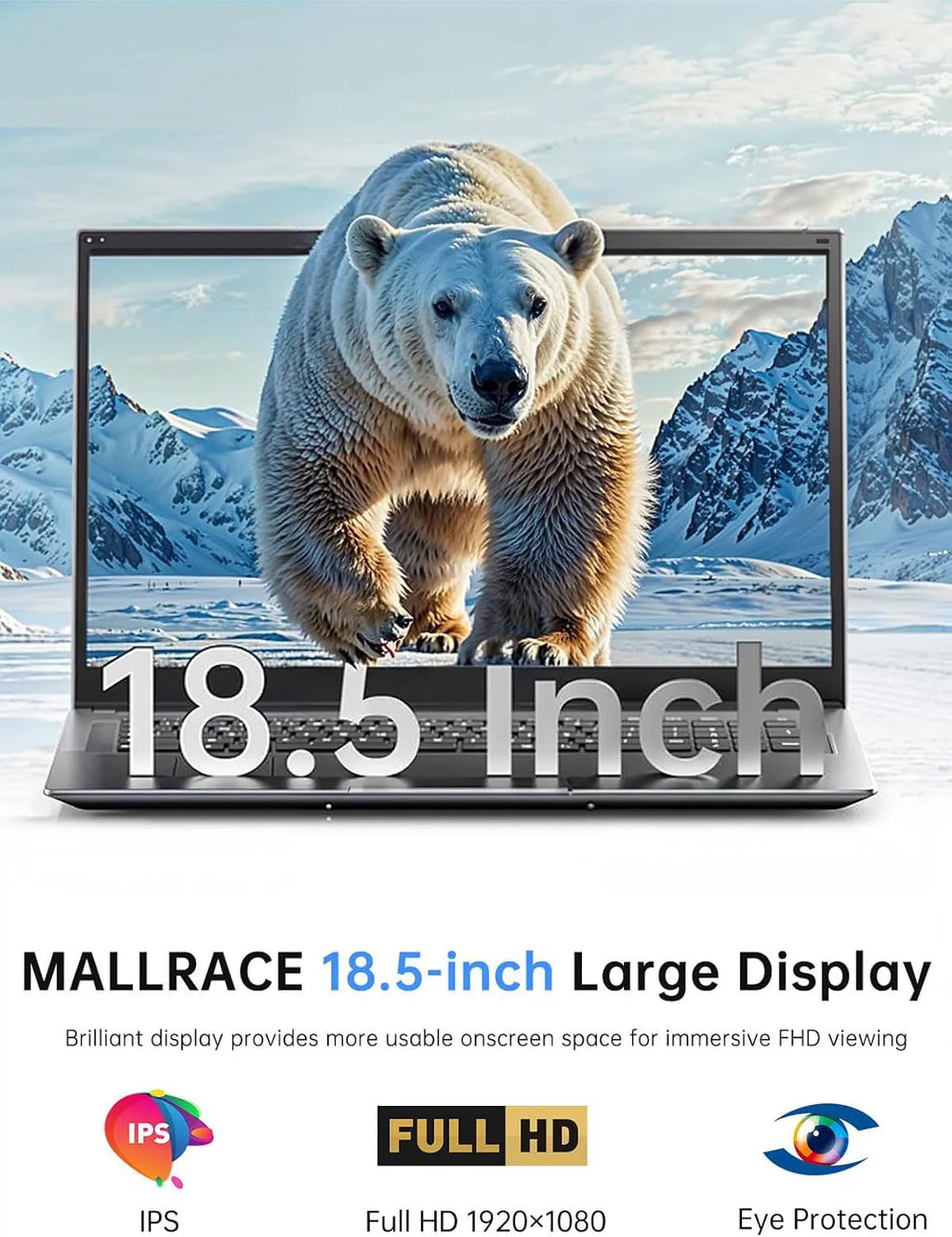 ACEMAGIC Ordinateur portable Windows 11 PRO Écran 18,5" FHD Processeur Intel N150 Quad-Core 16 Go de RAM DDR4 512 Go SSD Wi-Fi 5 Ordinateurs portables